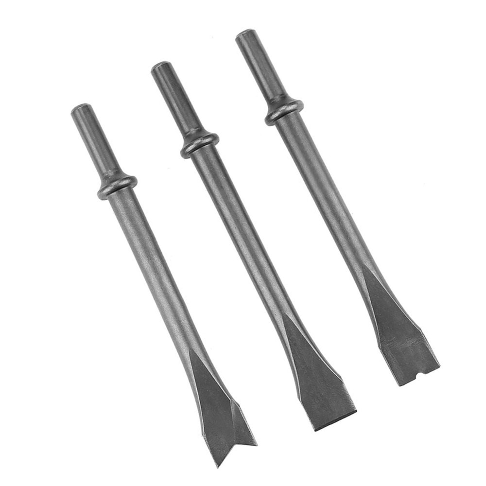 3pcs Air Hammer Chisel Extra Long Round Shank Pneumatic Hammer Bit Tools Part