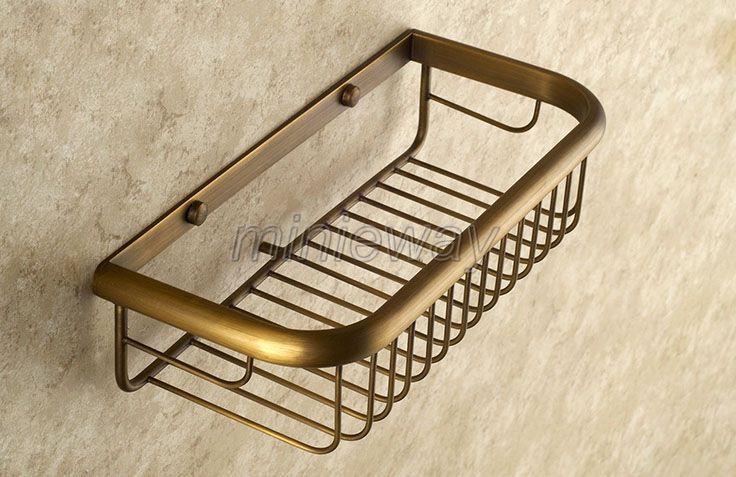 300mm Antique brass Wall Mounted Bathroom Shower Shelf Storage Basket mba523