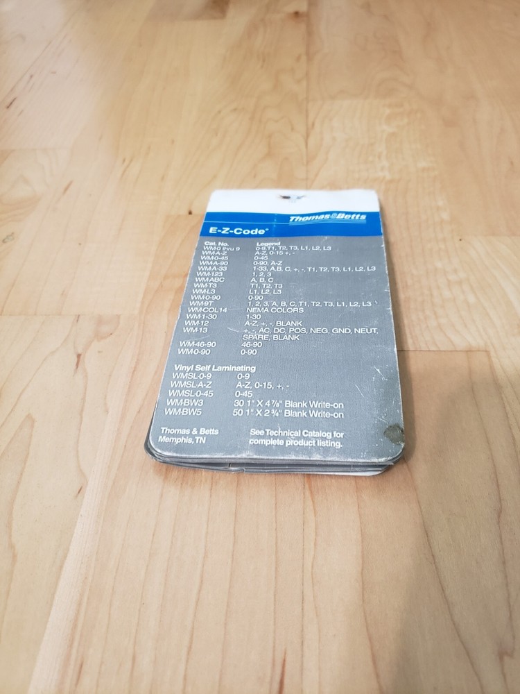 THOMAS & BETTS CORPORATION (E-Z-CODE) WIRE MARKER BOOK WM-0-45