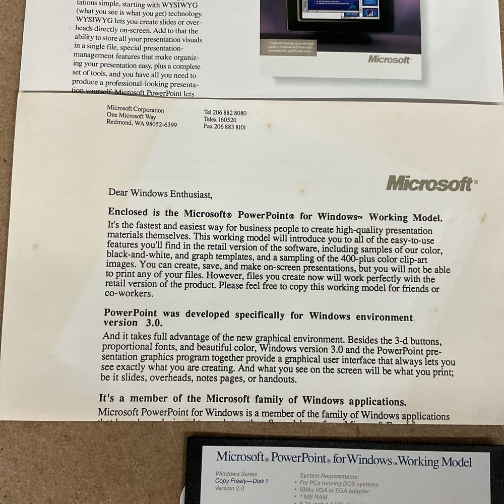 Microsoft PowerPoint Version 2.0 For Windows 5.25 Inch Floppy Vintage Computing