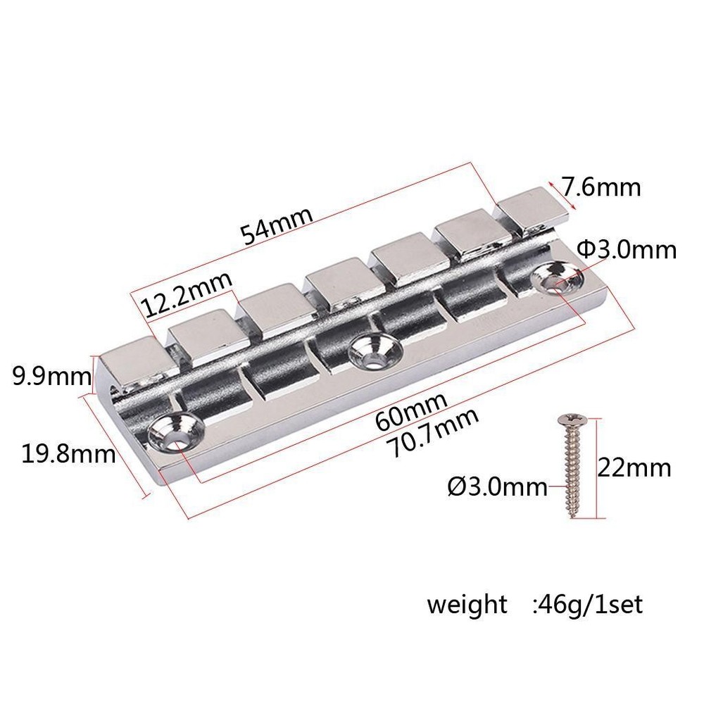 Chrome Plated Tailpiece Guitar Bridge with Screws for Flat
