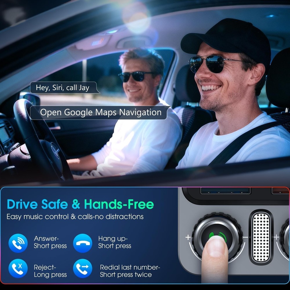 Bluetooth 5.0 Car Wireless FM Transmitter Adapter USB PD Charger AUX Hands LOT