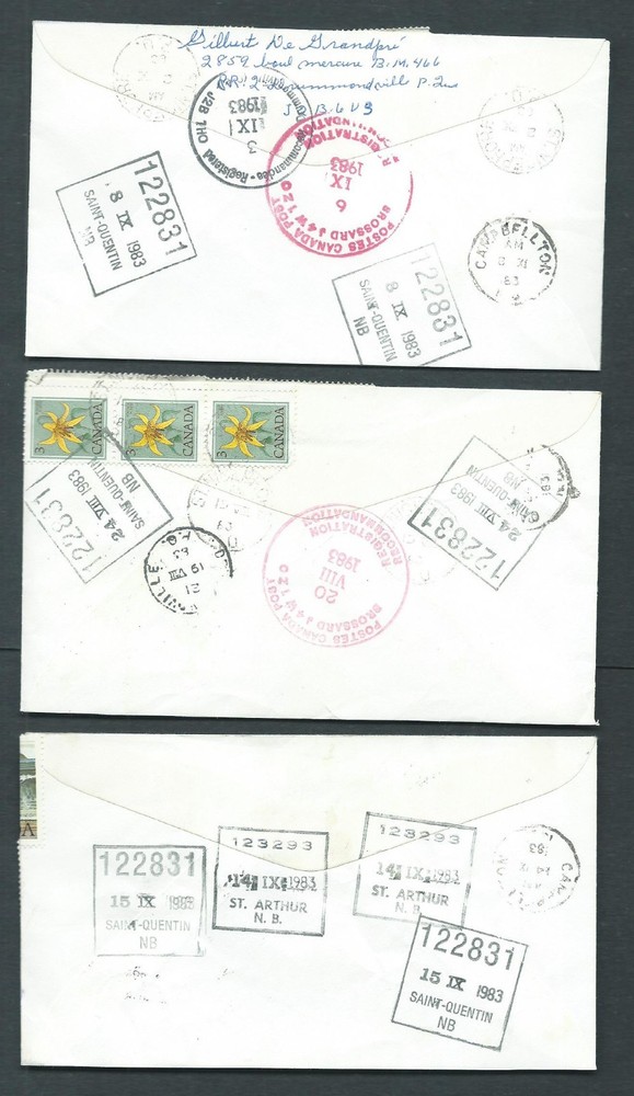 Canada - 3 Registered Covers year 1983.