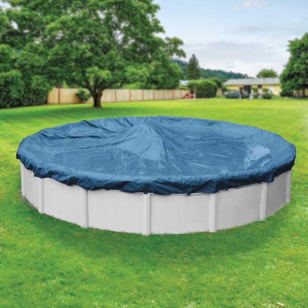 24 ft Heavy Duty Winter Pool Cover - 28 ft with 4 ft Overlap, Solid Construction