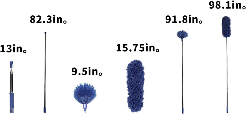 Cobweb Duster with Extension Pole, Washable Cleaning Duster Kit with 2 Duster He