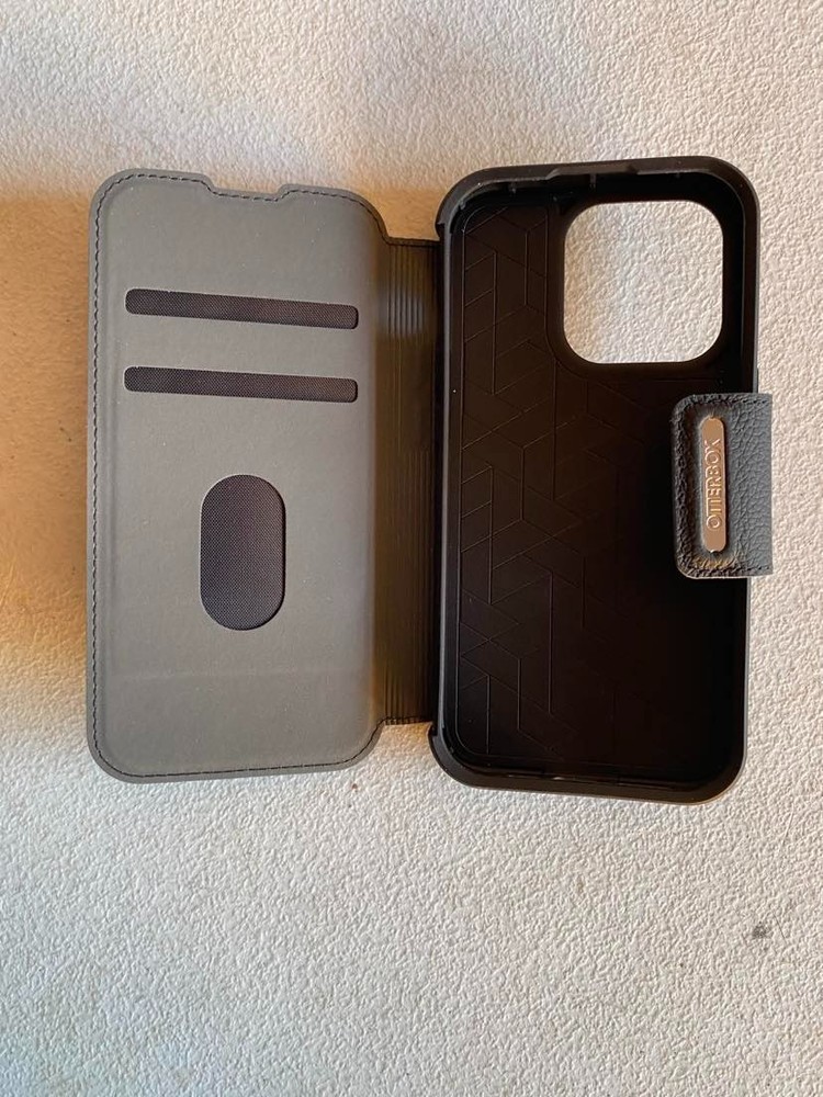 OtterBox Strada Case for iPhone 14 Pro, Shockproof, Drop Proof, Leather Black