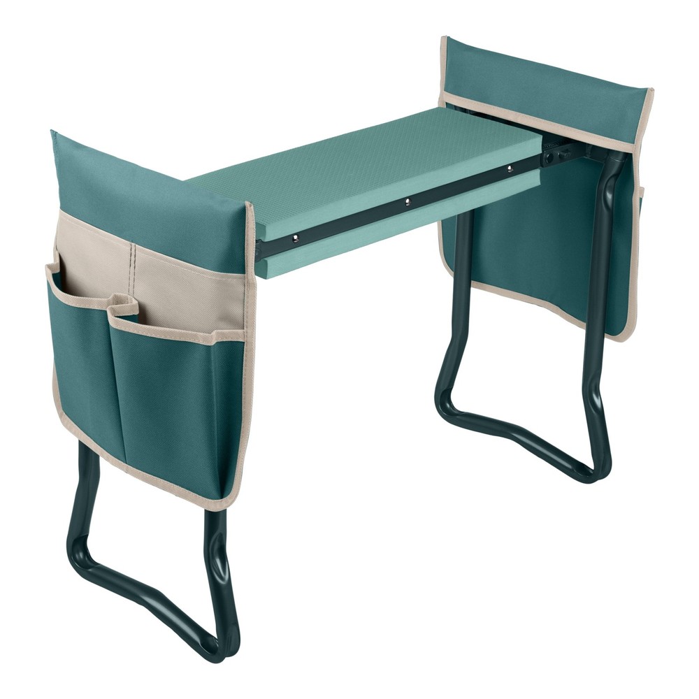 Foldable Garden Kneeler & Stool W/ Tool Pouches Green