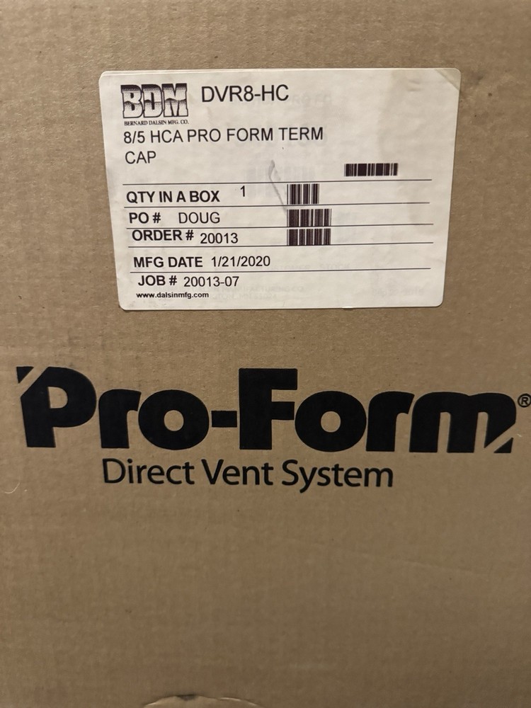 PRO-FORM DVR8-HC 5” inside 8” diameter Horizontal Co-axial Termination Cap