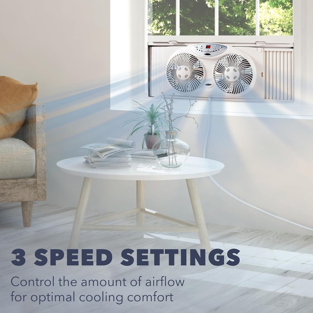 Window Fan with Reversible Airflow Blades – 3-Speed Settings, Programmable