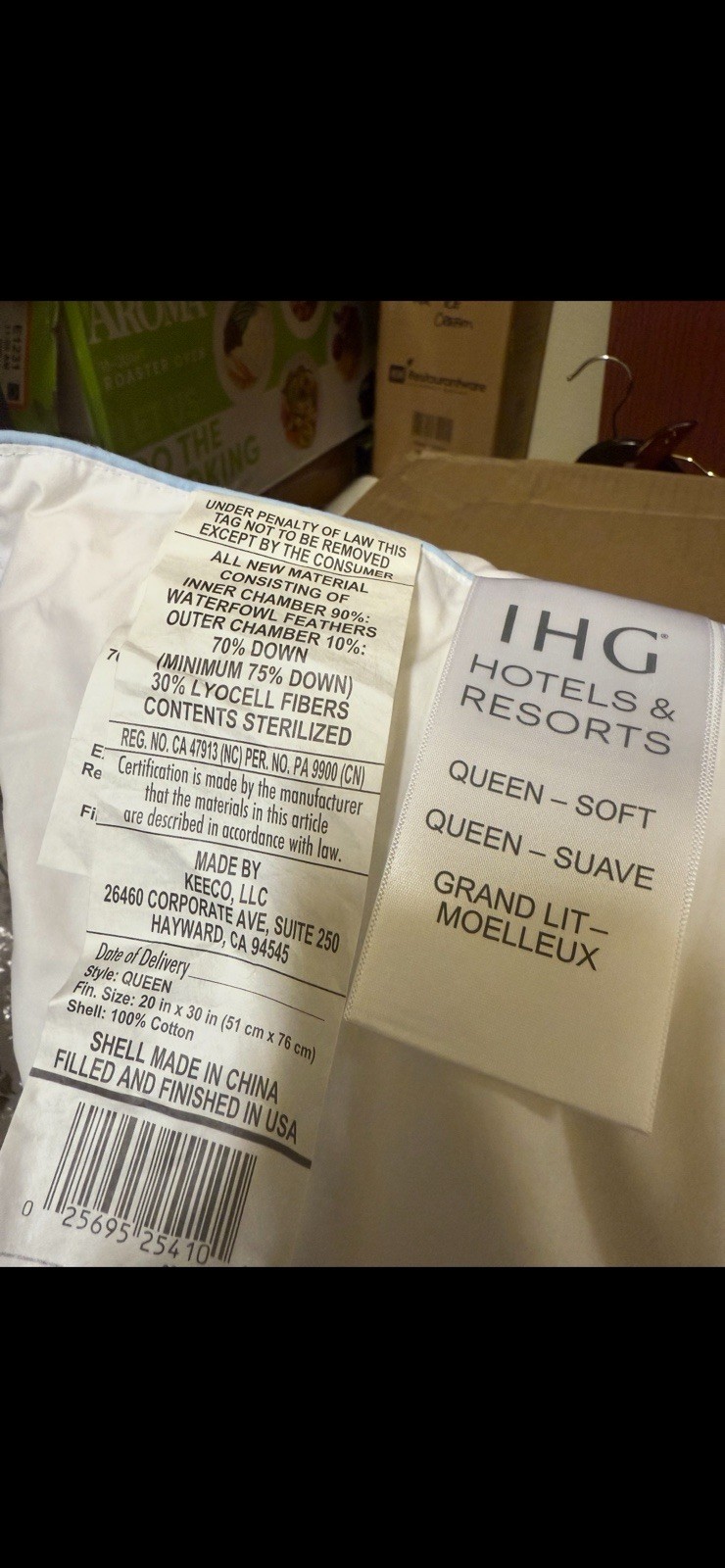 IHG Featherbest QUEEN SOFT Pillow Featured at IHG Hotels FREE PILLOWCASE