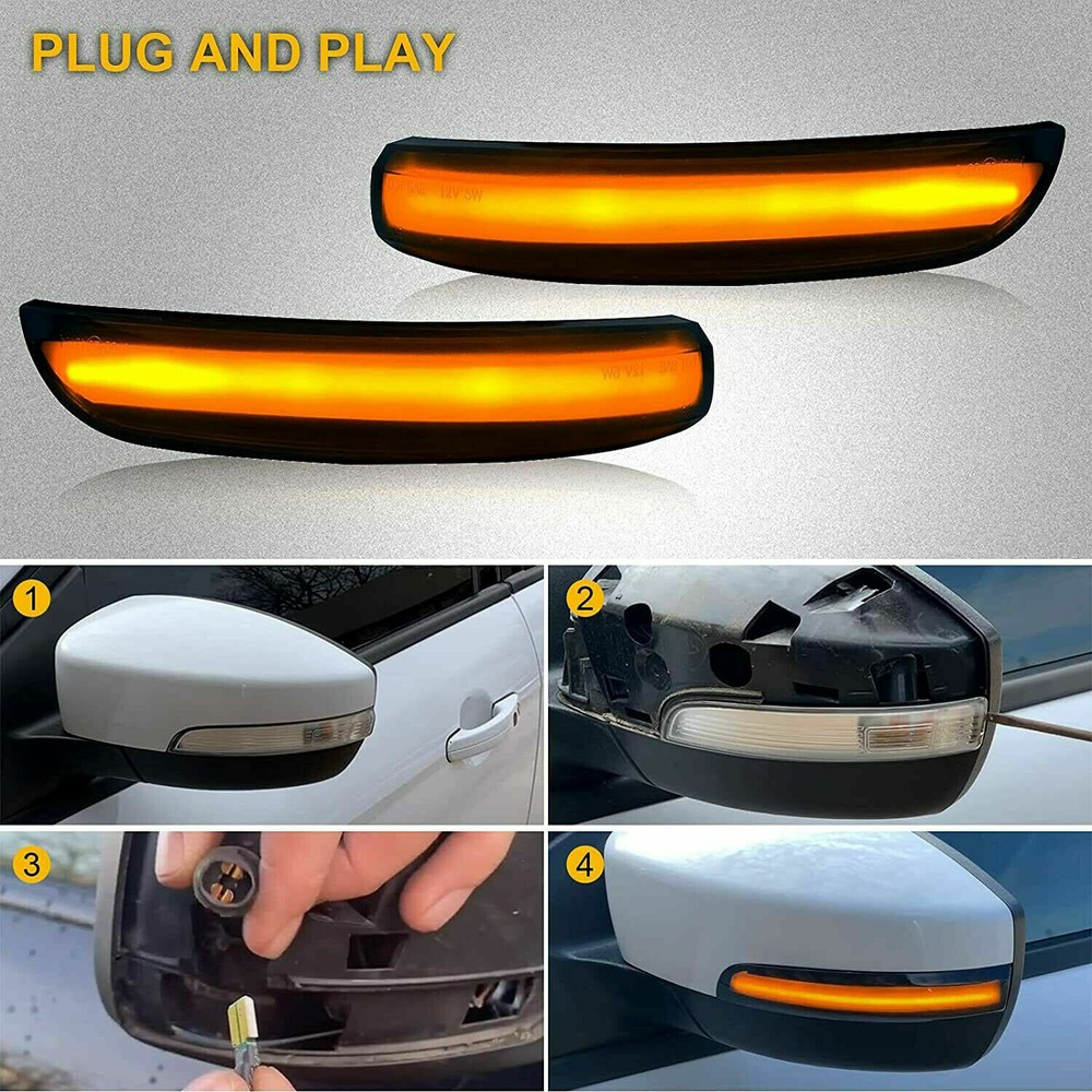 Sequential LED Side Mirror Turn Signal Light For 2012-2018 Ford Escape Focus