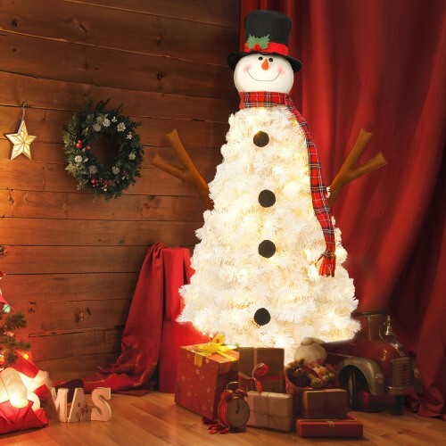 Christmas tree 4 ft preinstalled light snowman shape with 380 branch tips