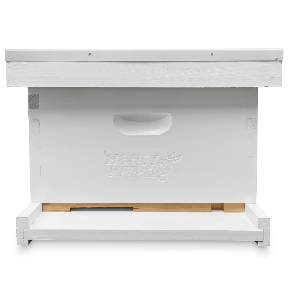 Beehive Starter Set, Painted and Assembled Hive Body Kit with 10 Frames, White