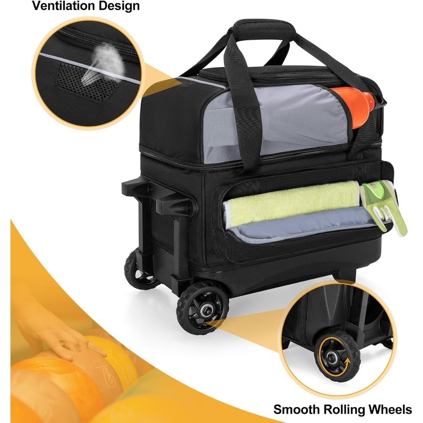 Single Ball Roller Bowling Bag with Wheels and Retractable Handle Extends