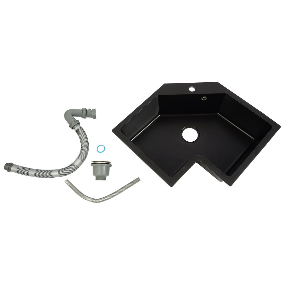 Modern Flushmount Corner Kitchen Sink, Undermount Irregular Corner Kitchen Sink