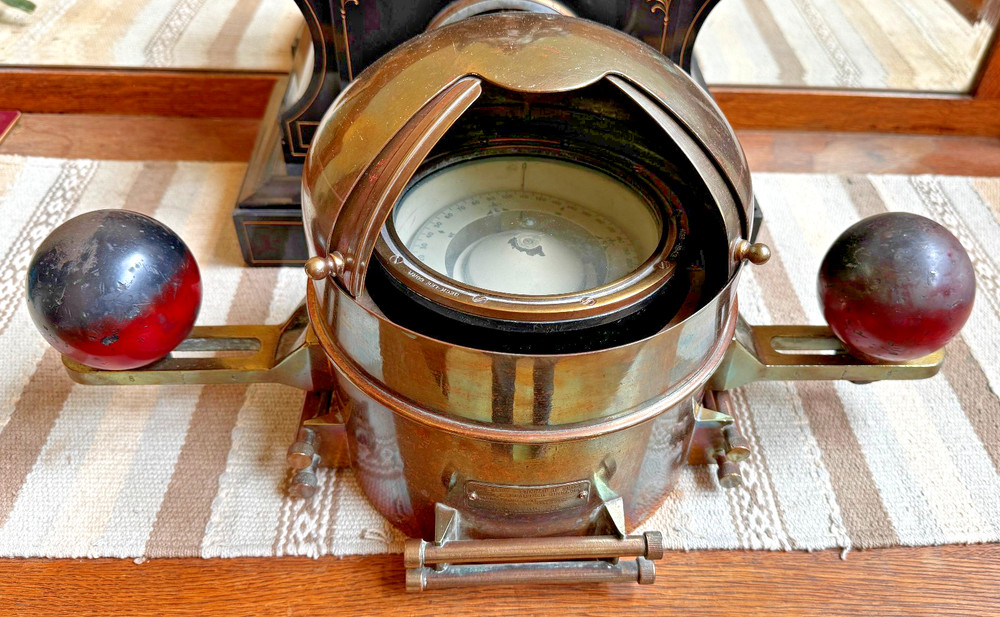 WW2 US Navy Brass Compass Domehead Binnacle Quadrantal Spheres Maritime
