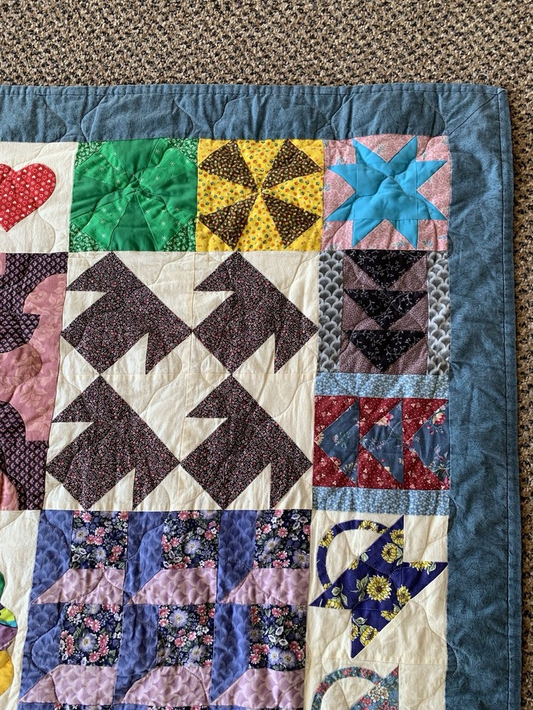 Handmade Quilt Throw / Wall Hanging /Drapery Panel 51x52” Signed + Dated 2002