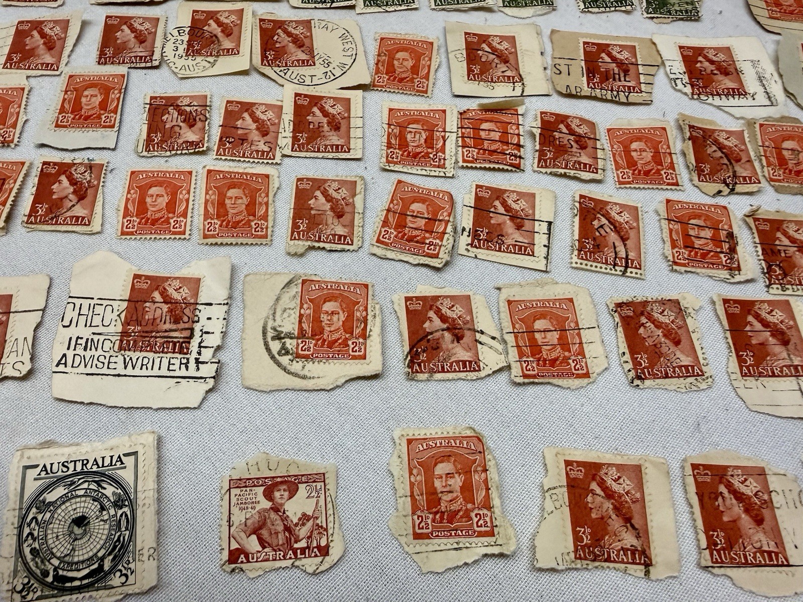 Vintage Australia Royalty Stamp Collection Lot 80+ Used 50s-60s, Queen Elizabeth
