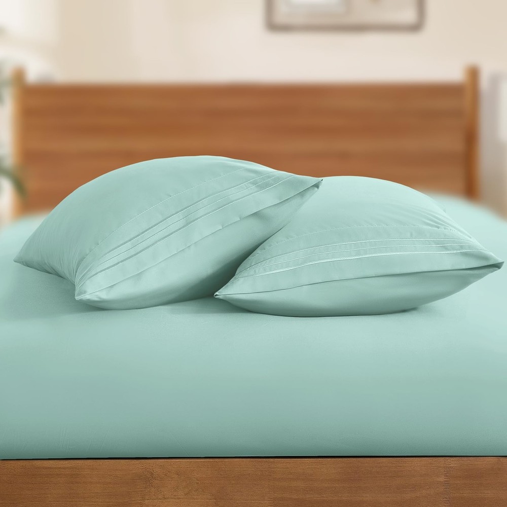 Horbaunal 2 Pack Microfiber Pillowcases Standard Size Mint Green Bed Pillow C...