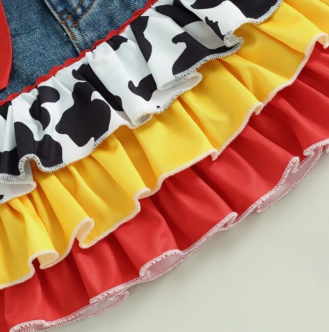 NEW Toy Story Cowgirl Jesse Girls Denim Skirt Outfit Halloween Costume