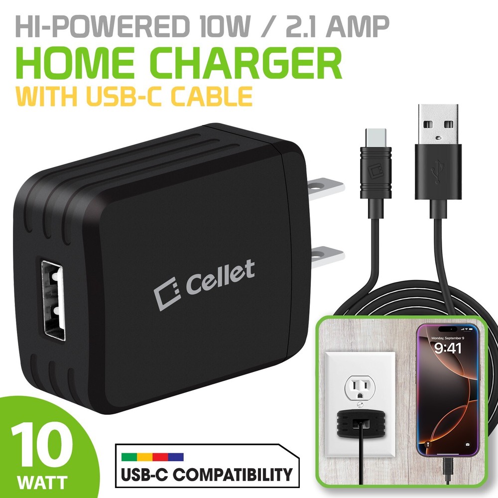 Cellet 10 Watt / 2.1 Amp Fast Charging USB-C Home Charger Compatible with iPhone
