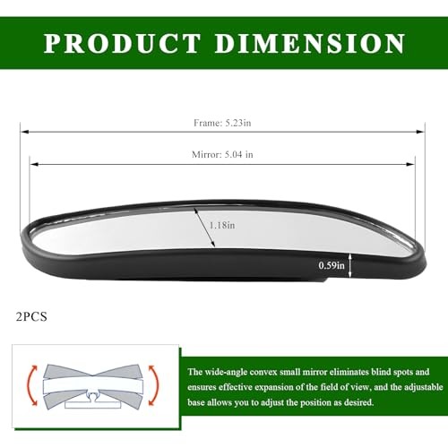 2 PCS Blind Spot Car Mirrors, Rectangular HD Glass Convex Side Mirrors with