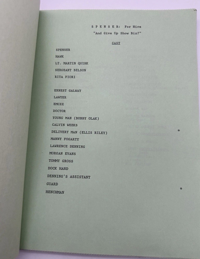 1986 Spenser For Hire Script Screenplay Revised Final Draft Bielak WB TV