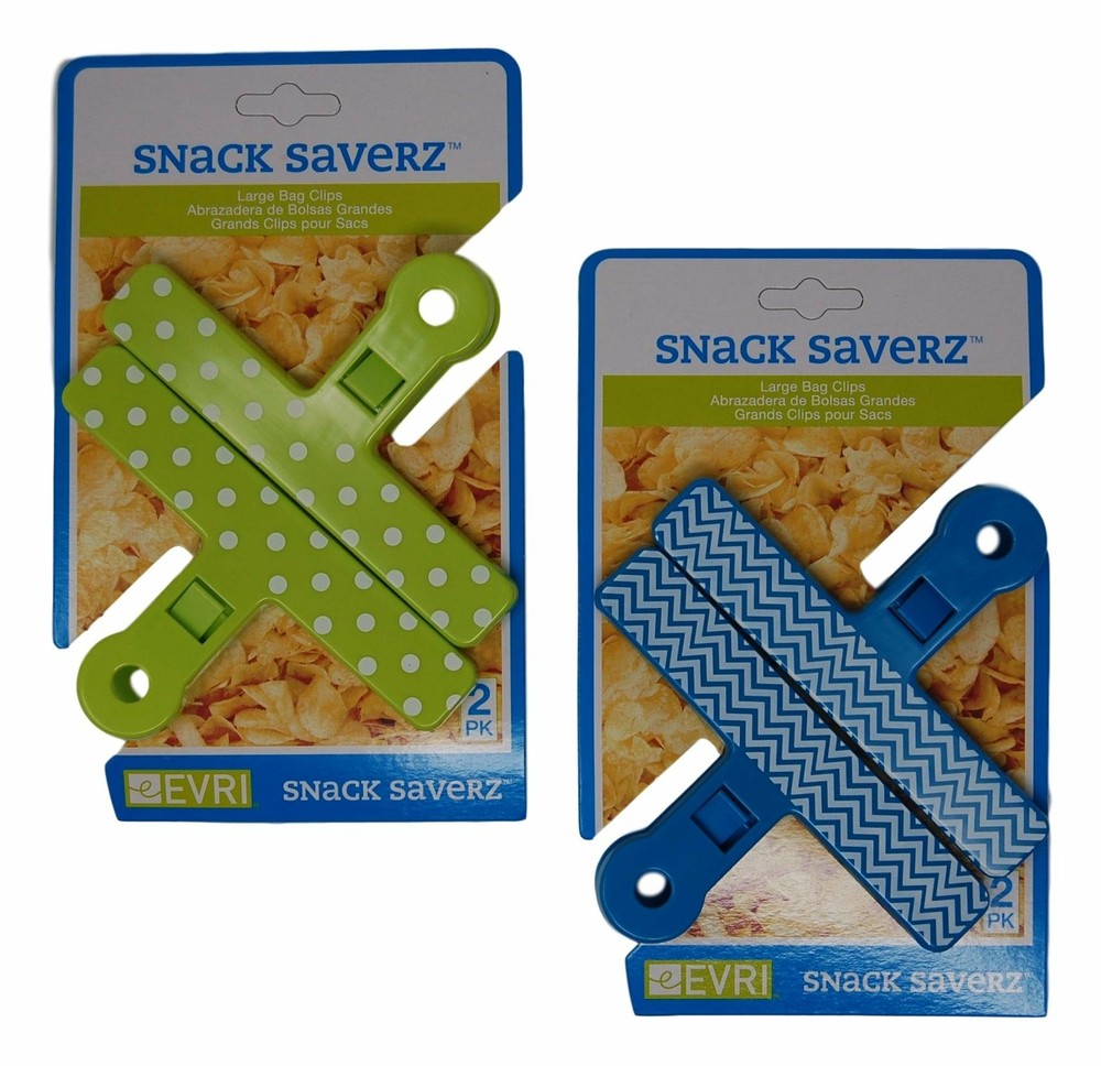 Snack Saverz Large Bag Clip - 4 pack (2 Green / 2 Blue)