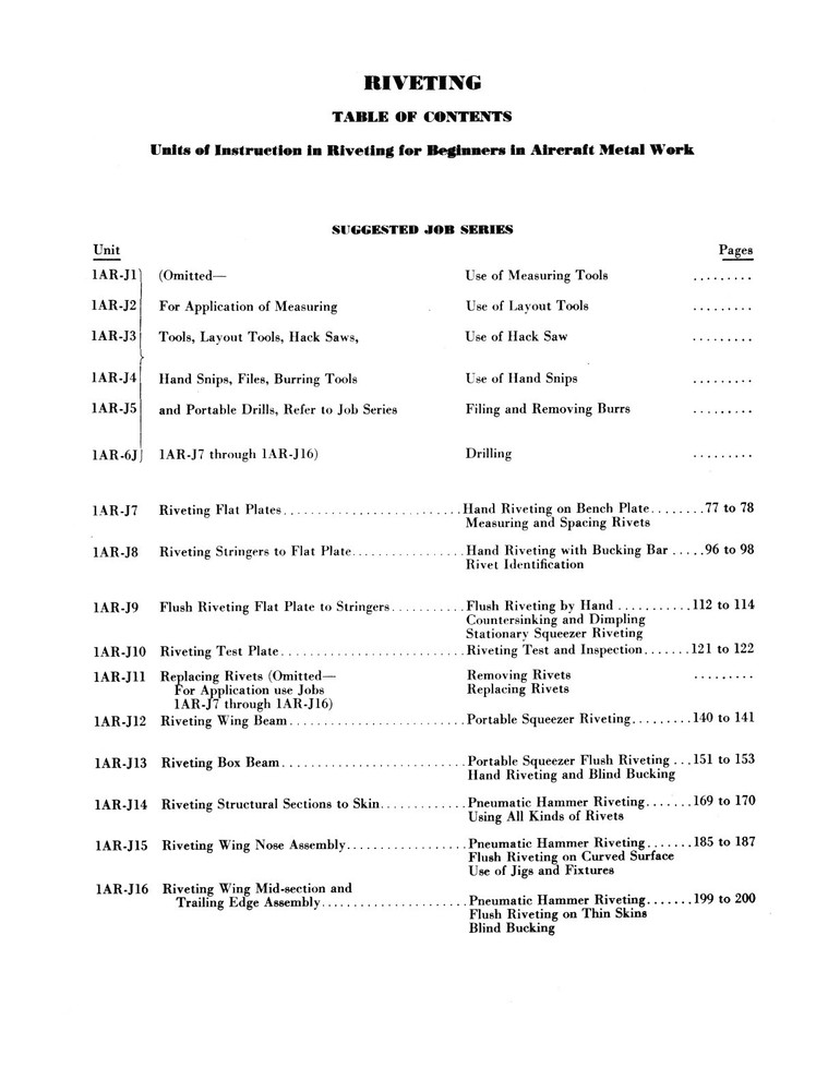 Suggested Unit Course In Riveting #1276