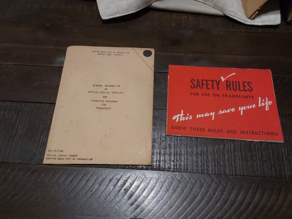 WWII 2 Booklets Safety Rules For Use On Transports/ Service Supplies & Programs