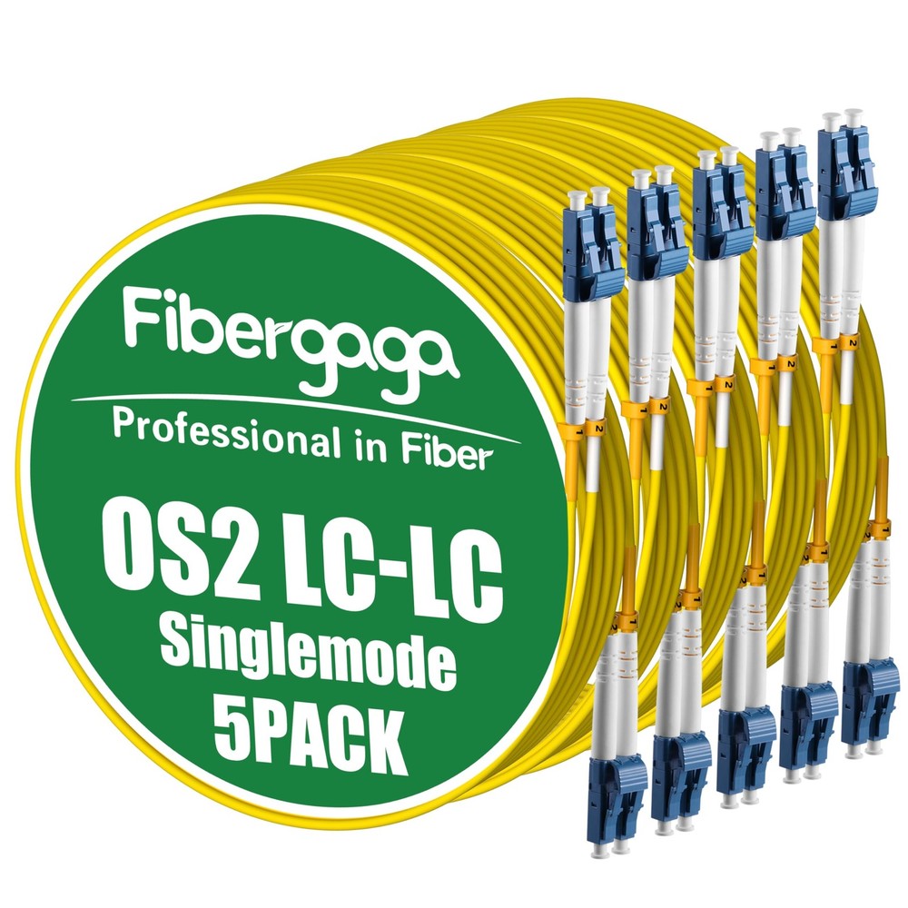 5 Pack 0.2M 7in OS2 LC to LC Fiber Patch Cable, Duplex, Singlemode, 9/125m