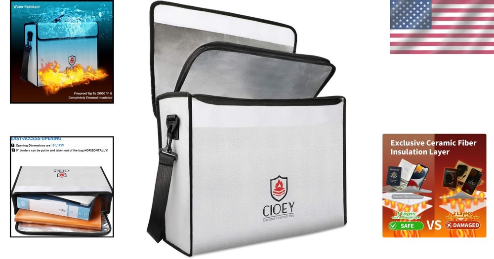 Fireproof Document Bag - XL Silver Waterproof