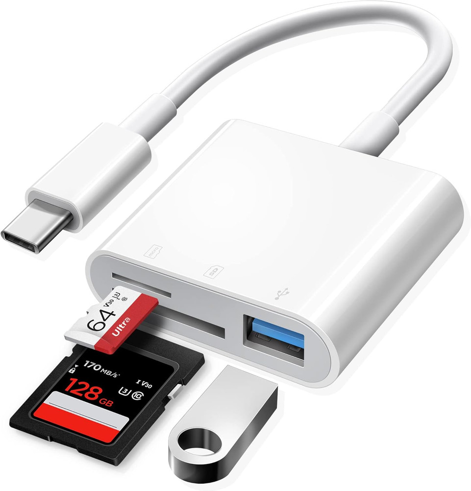 USB-C SD Card Reader Adapter for iPhone 15/16 iPad MacBook MicroSD Free Shipping