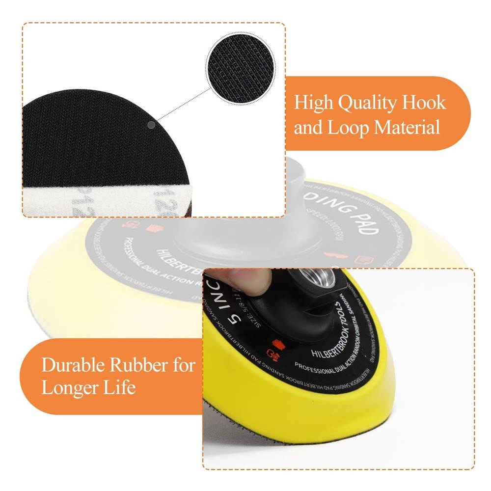 5 Inch Hook and Loop Backing Pad 5 Inch Backing Plate with 5/8-11 Threads San...
