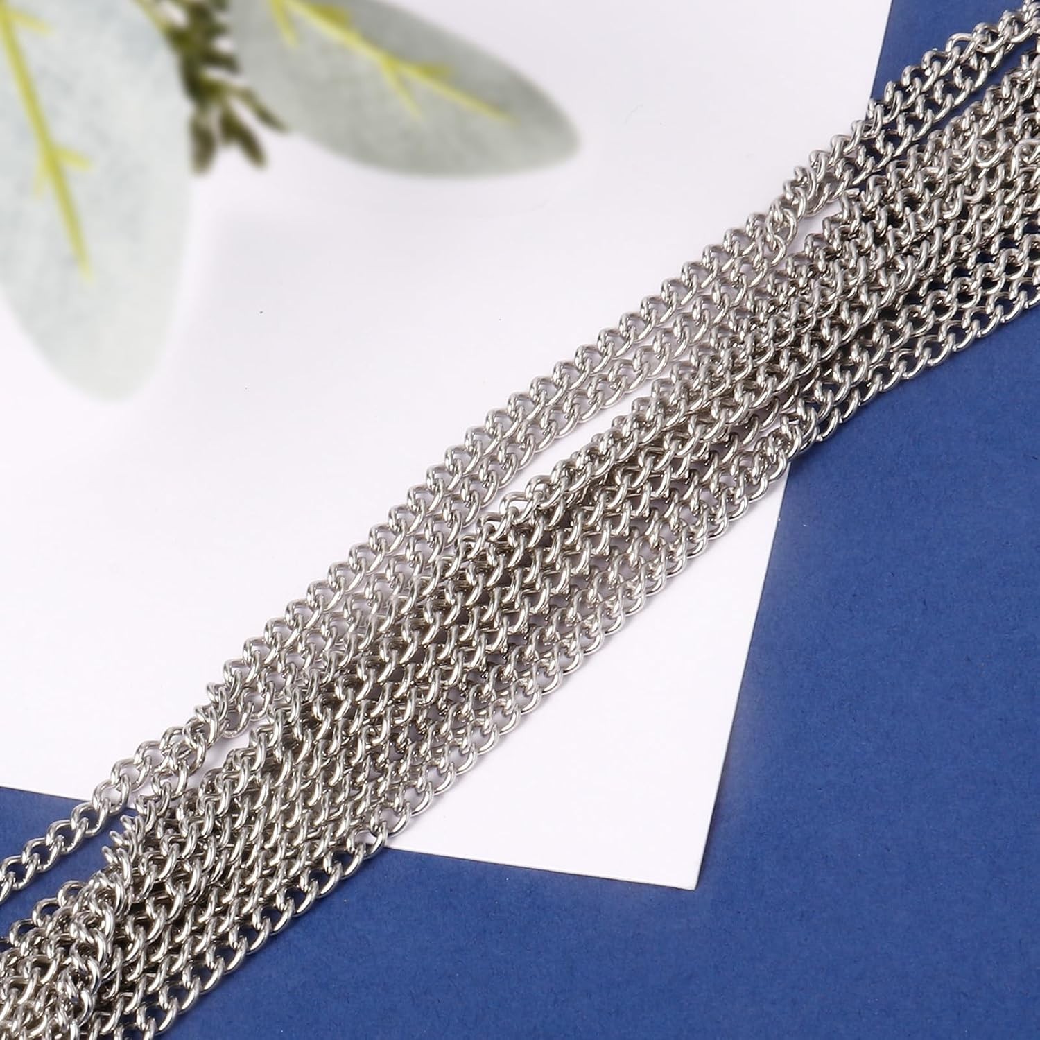 [66 FT] Stainless Steel Curb Chains Bulk for Jewelry Making, 2Mm 304 Stainless S
