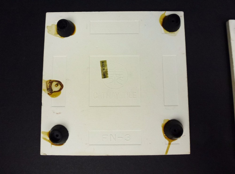 2 Trivets “Look For The Rainbow” Ceramic Cathay Tile Footed Trivet