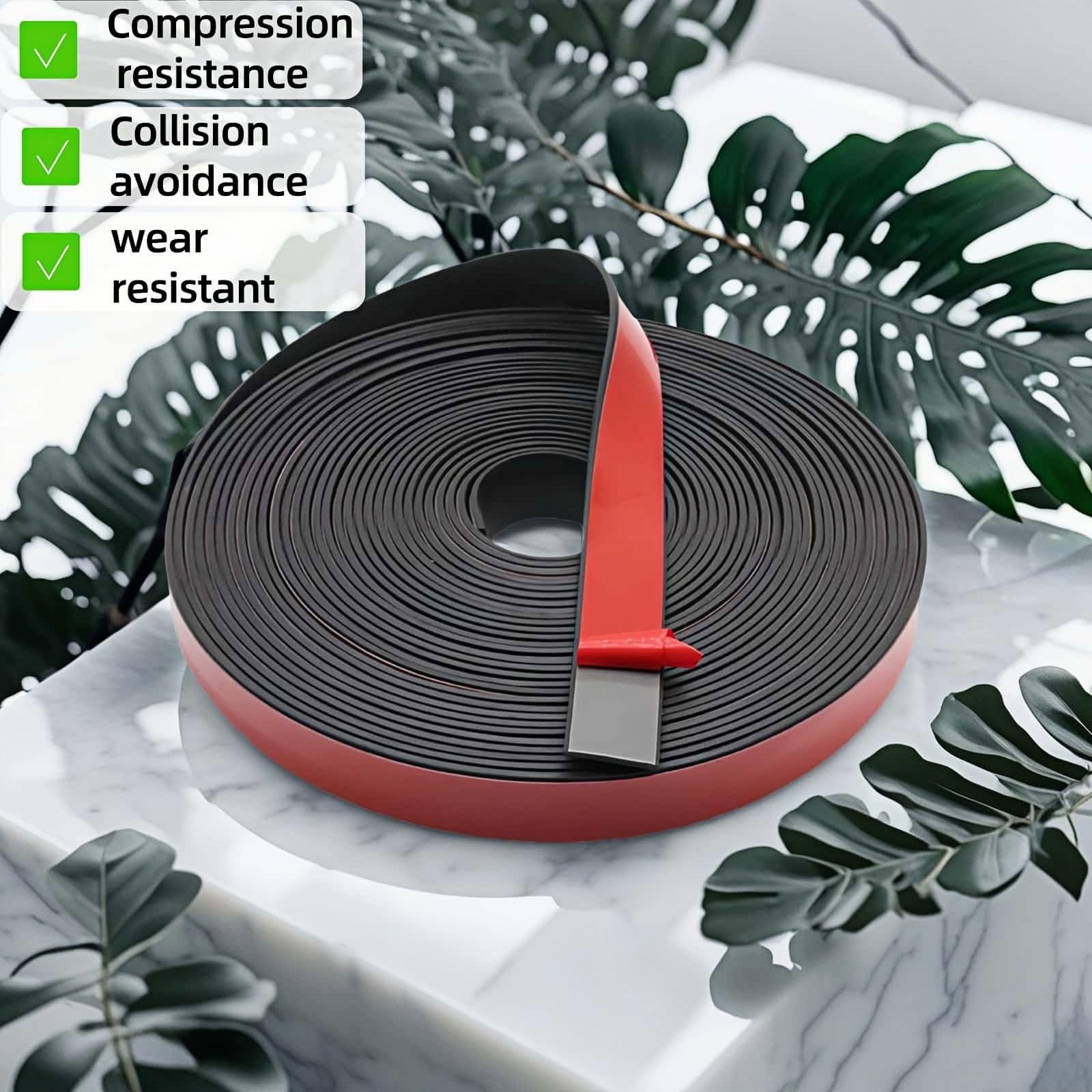 1" x 1/8" Self-Adhesive Rubber Strip Heavy Duty Weather Stripping, 10ft Black