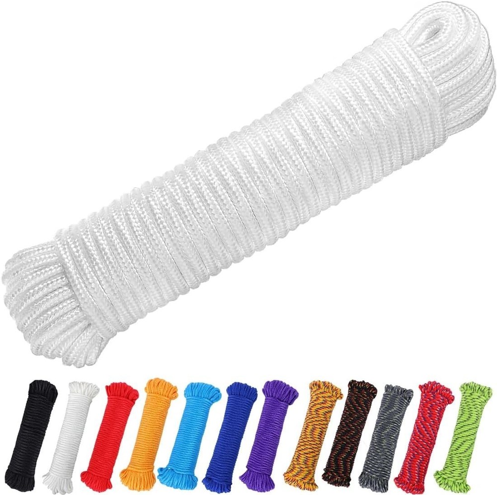 Lightweight 90ft Polyester Utility Rope - 1/4” Thick, Water-Resistant & Durable