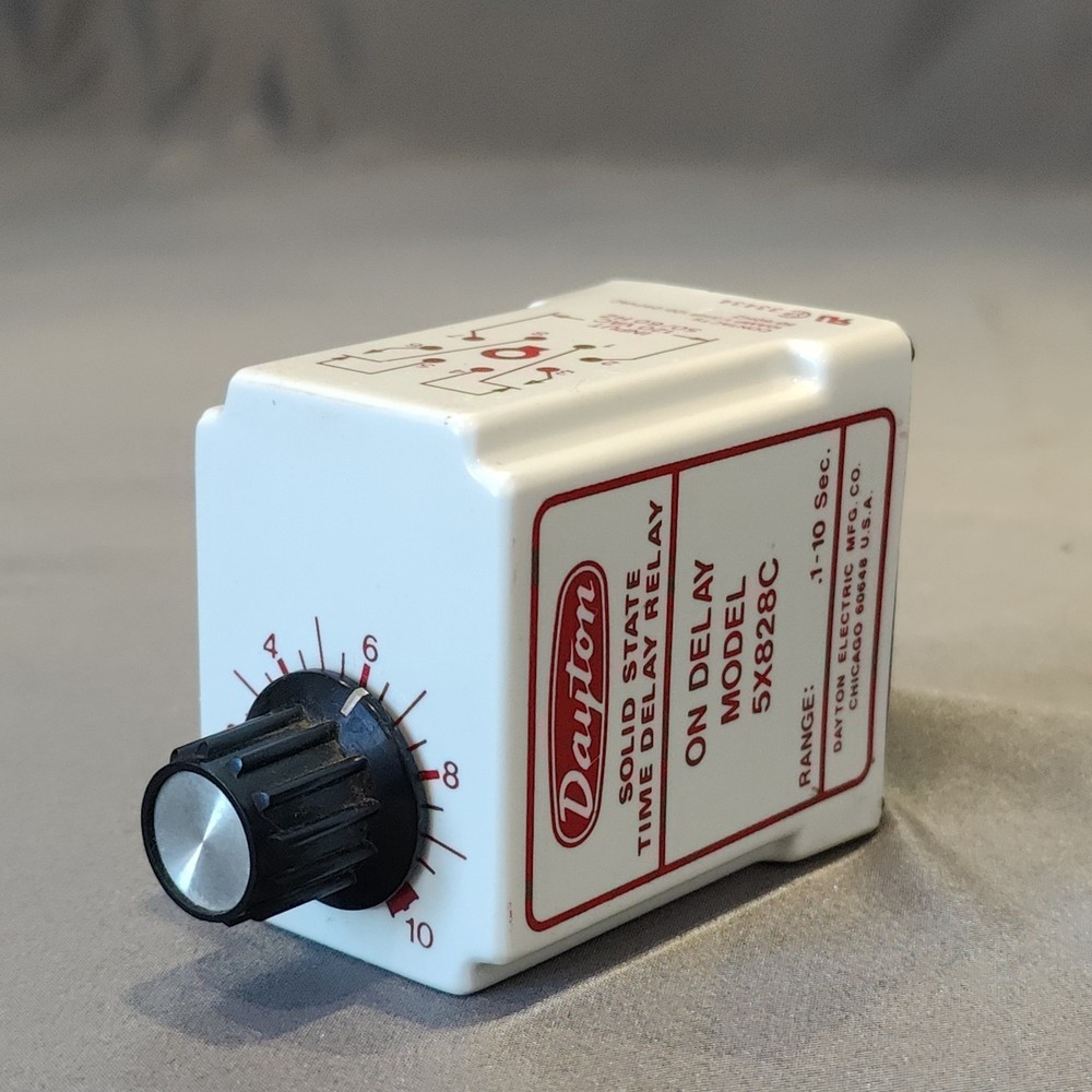 Dayton 5X828C Time Delay Relay, On Delay, Timing Range from .1-10 Seconds