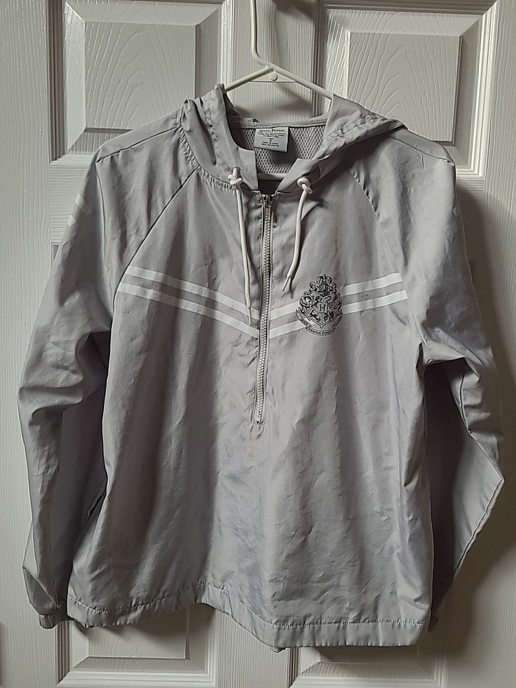 Harry Potter Gray Pullover 1/4 Zip Windbreaker S Small Hogwarts Polyester