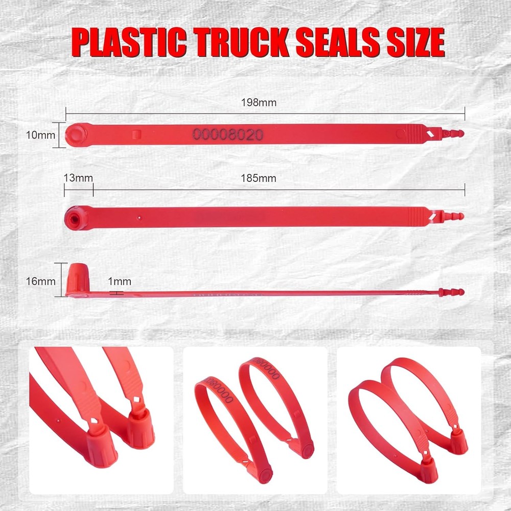 Heavy-Duty Red Numbered Plastic Trailer Security Seals (100-Pack)