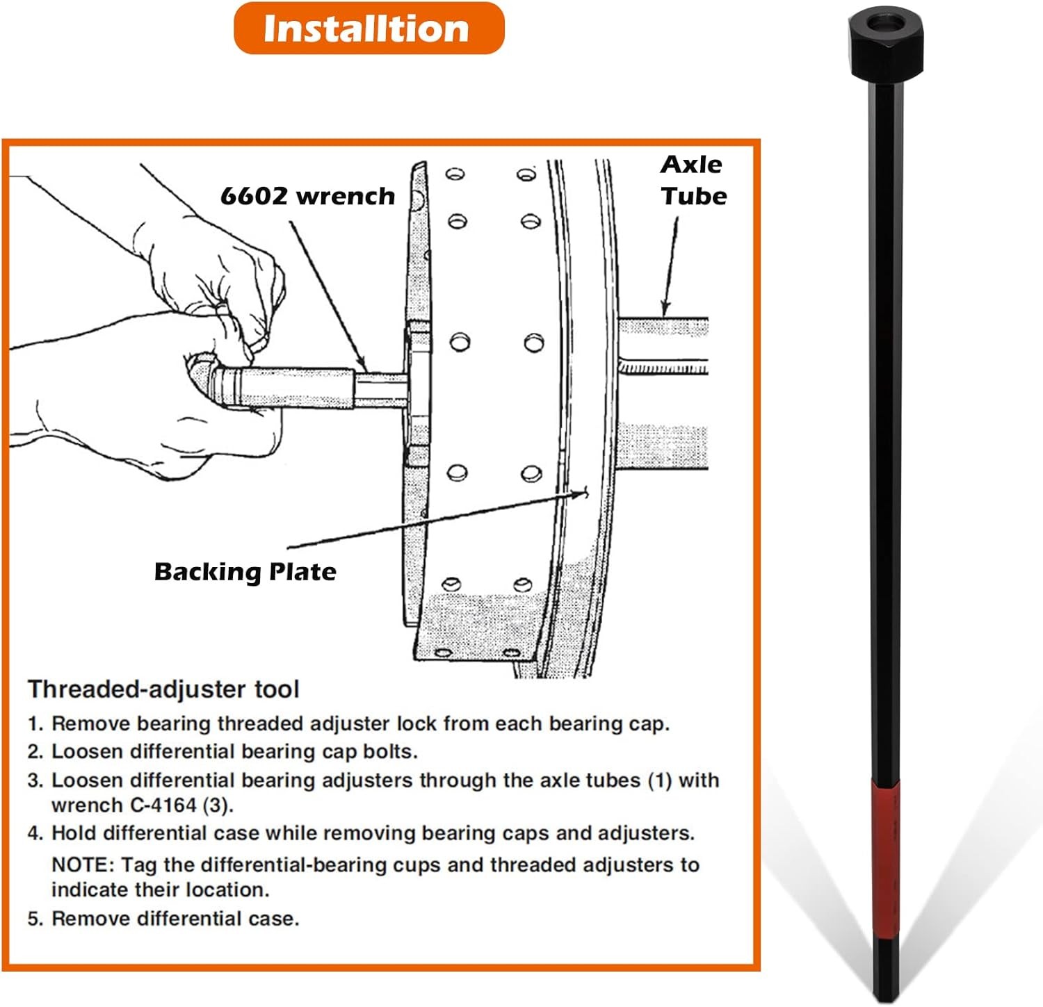 For Dodge Chrysler Rear Axle 6602 Differential Bearing Preload Wrench Tool C4164