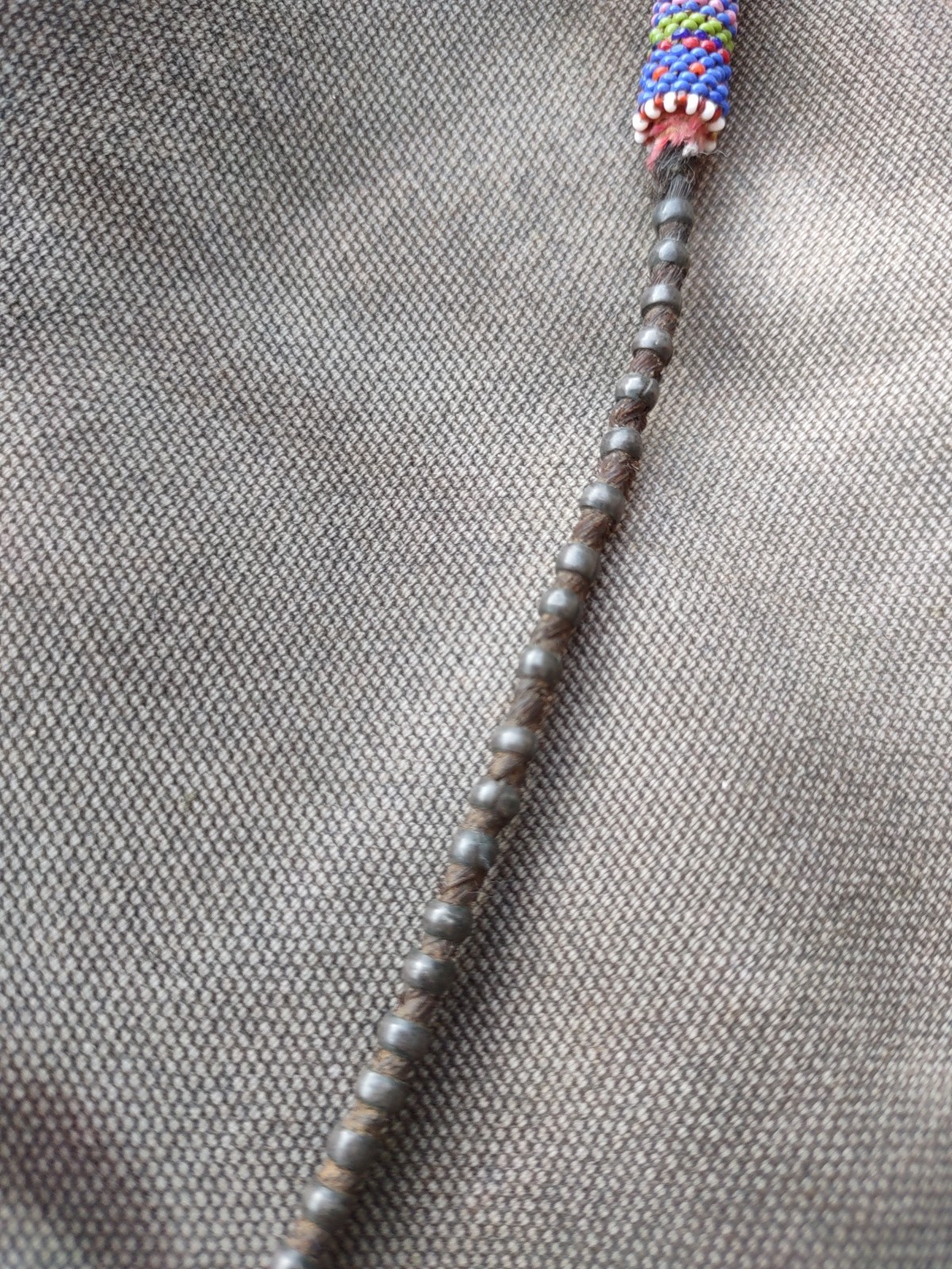 Kiowa Hair Drop Antique Native American Beaded Hair Ornament Braid Drop 1870