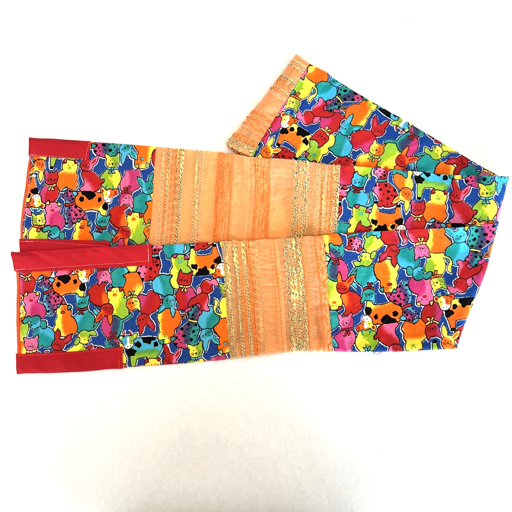 Handmade Scarf Multicolored Patchwork Pattern Animals Print