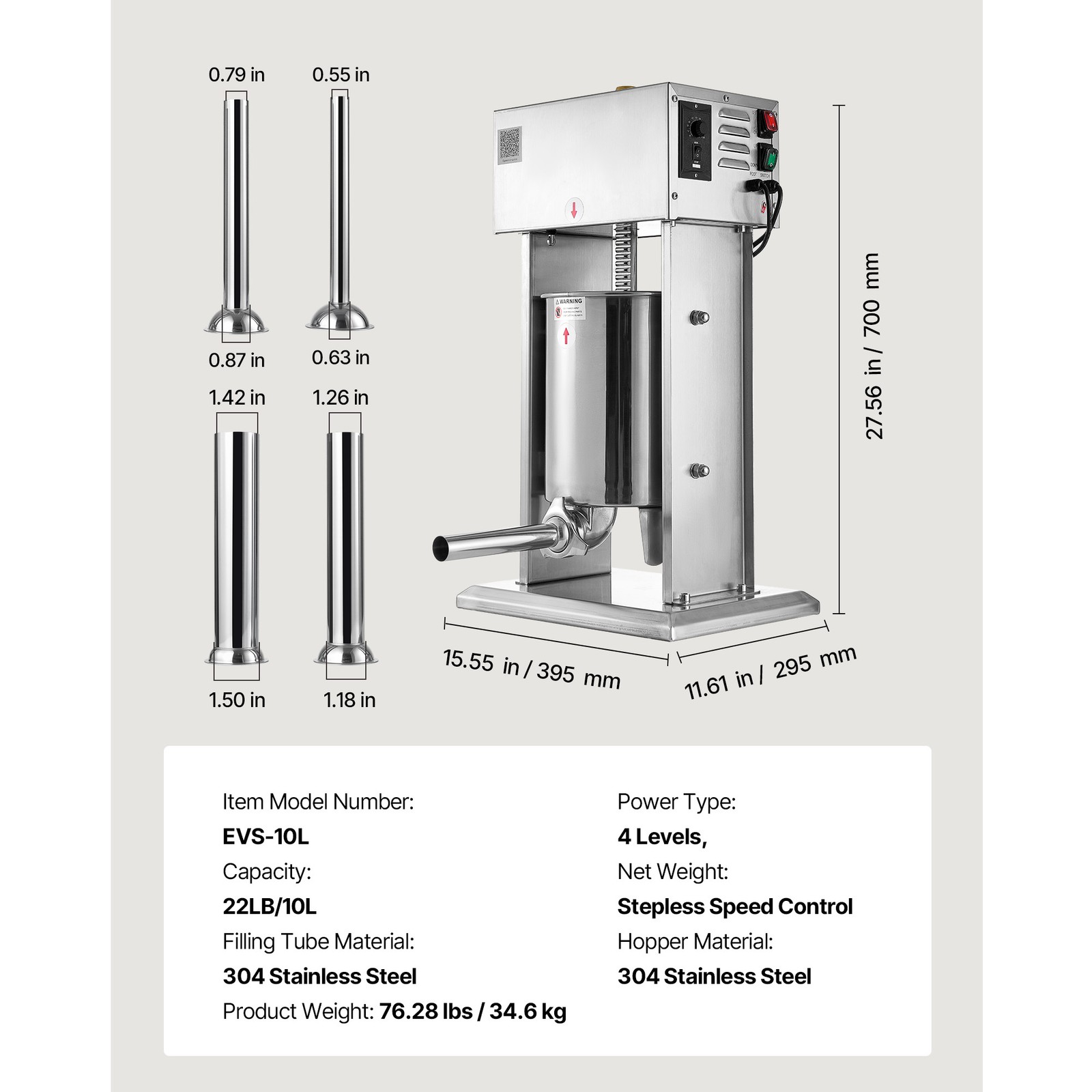 Uimoso 22lbs / 10L Electric Sausage Stuffer Meat Filler Machine Sausage Maker