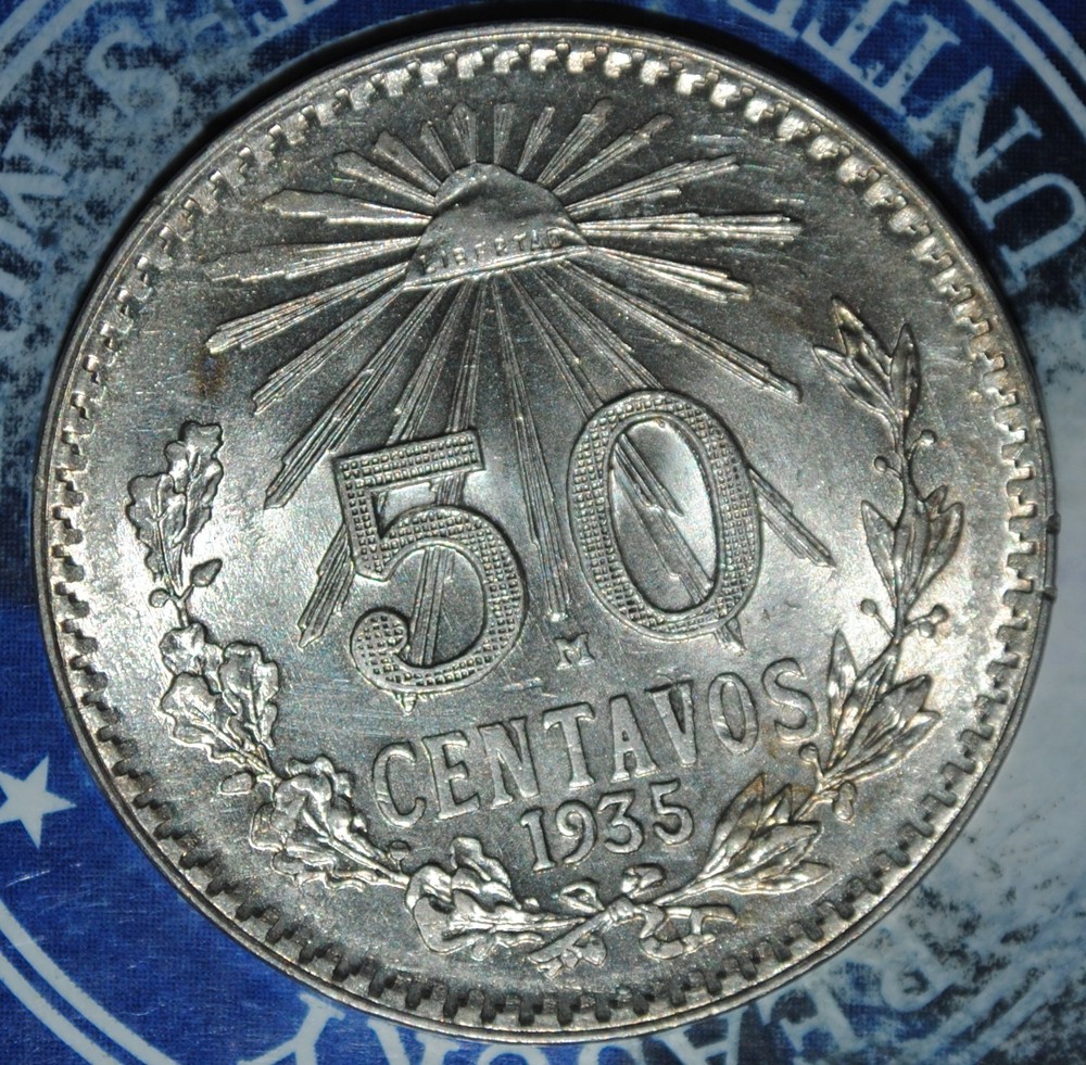 BU MEXICO  Silver 50 Centavos 1935  {{{D024