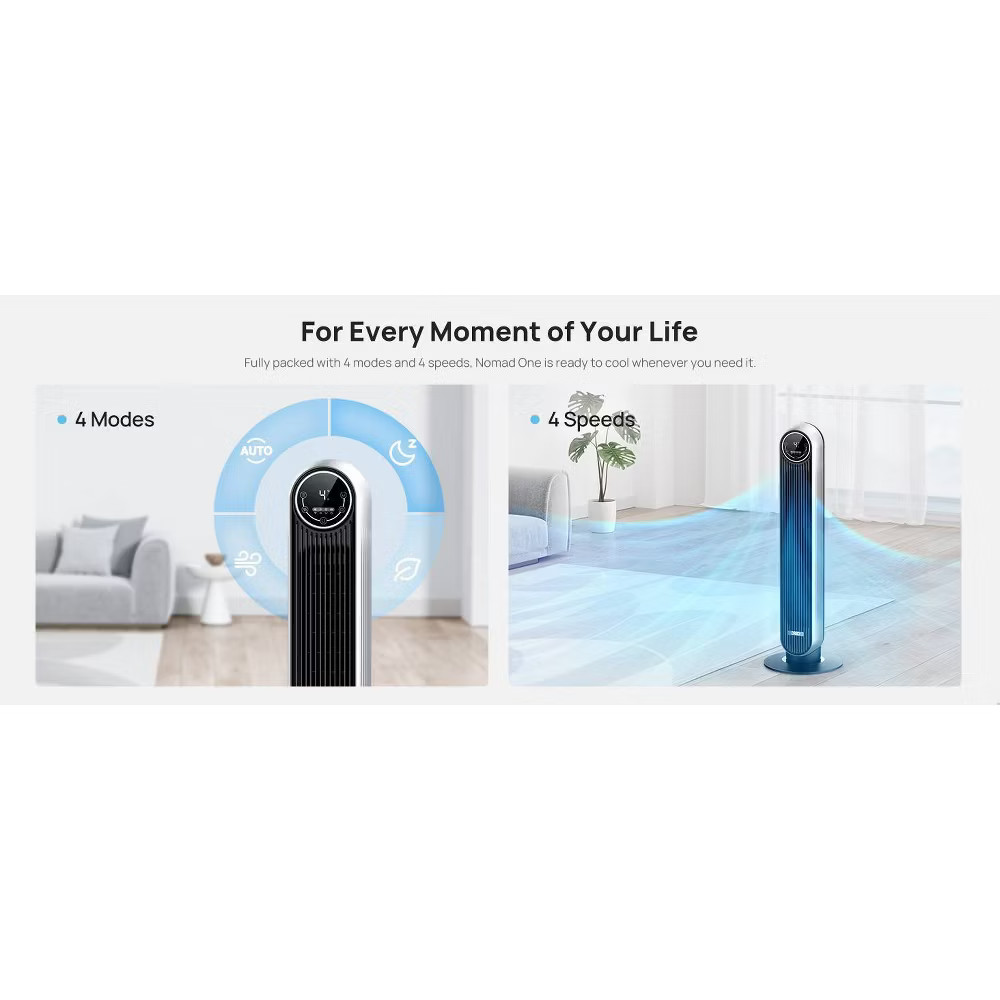 Dreo Nomad 36" Quiet Bladeless Tower Fan Black/Silver