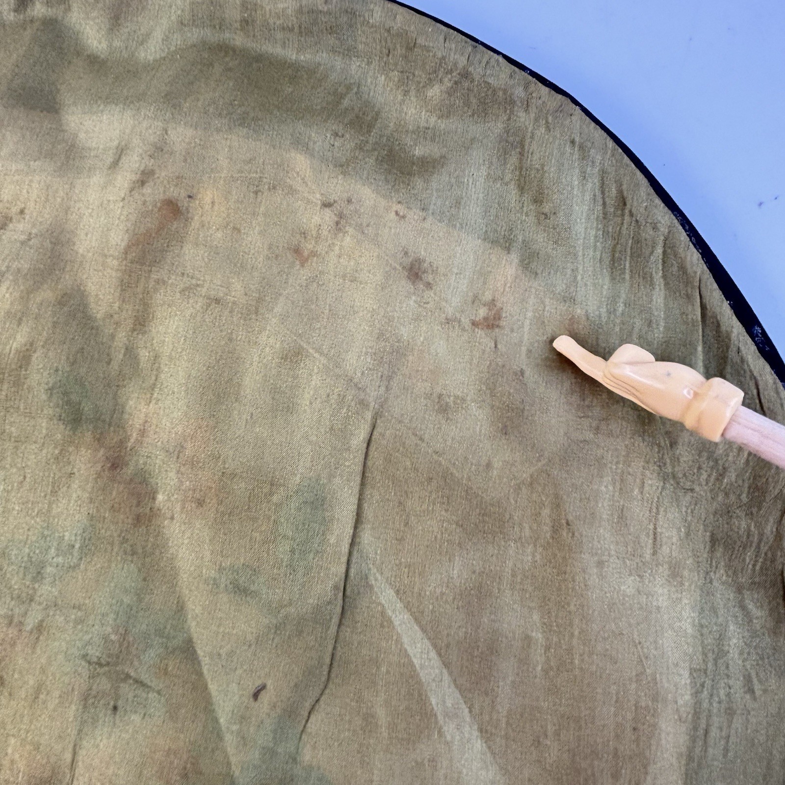 1950 Chinese Silk Embroidery Butterfly & Flowers Round Table Mat Doliey Doll Rug