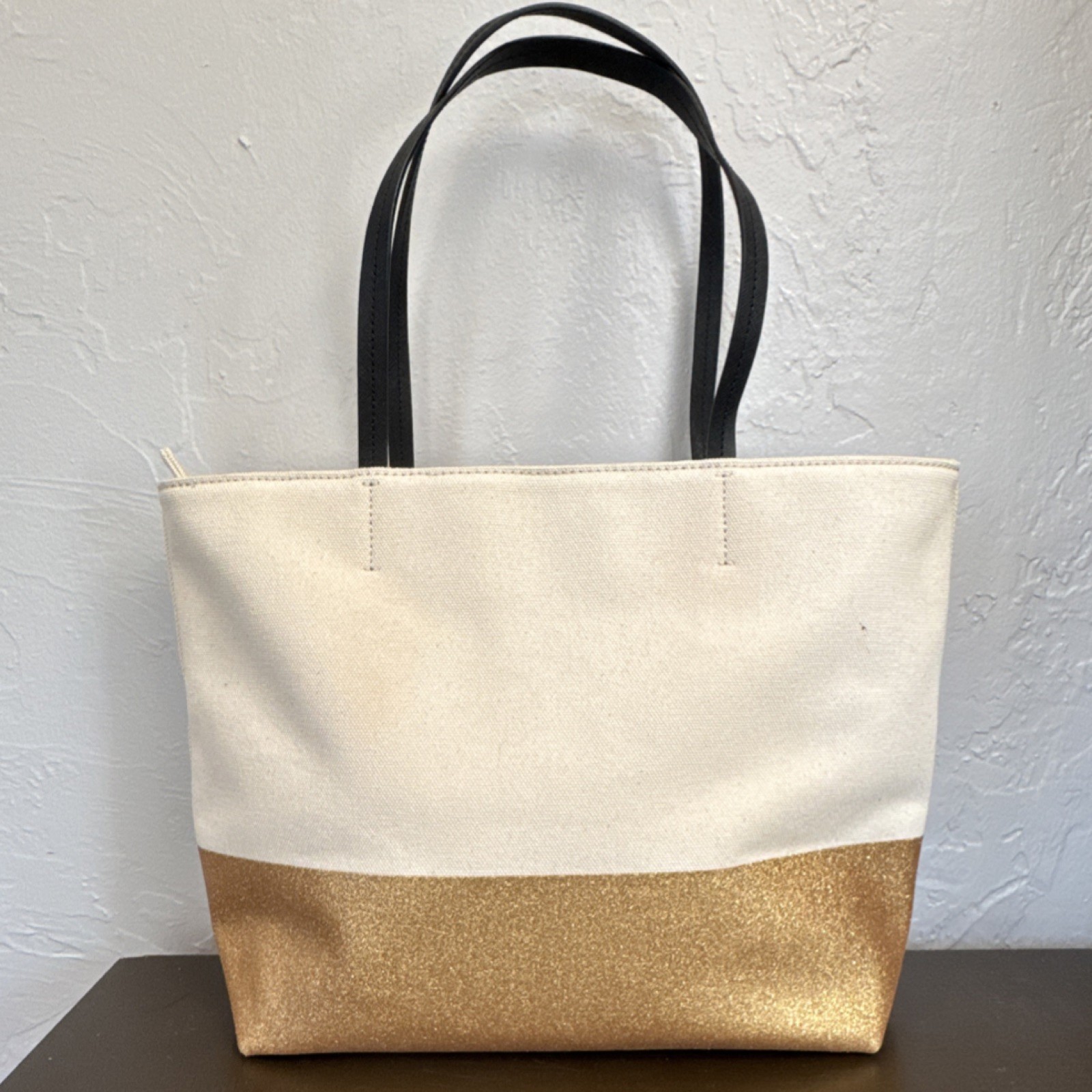 Kate Spade Disney large Tote Purse Beige Gold 'Who Says We Have To Grow Up?'