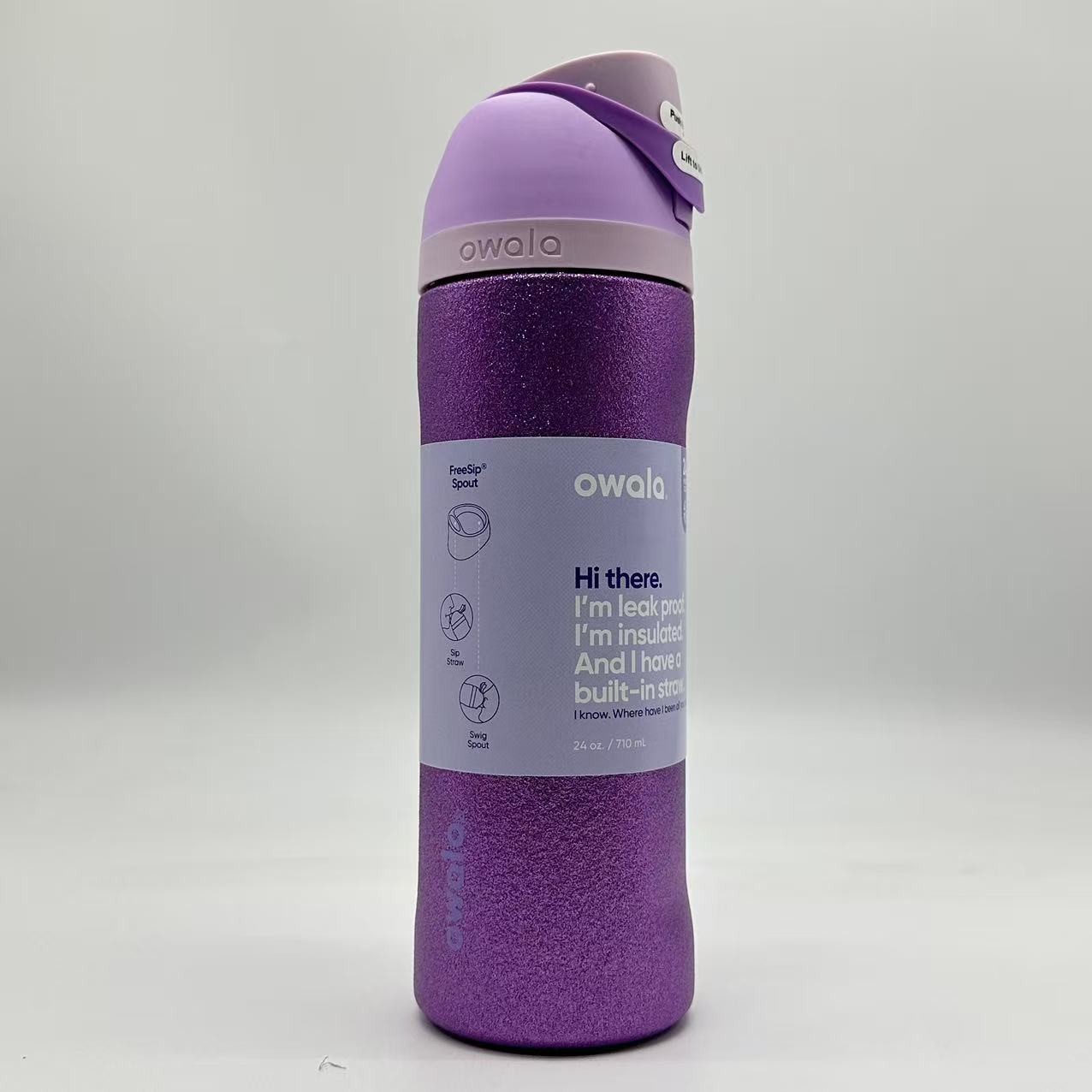 Owala FreeSip So Eggstra Limited Edition Shimmery Purple Water Bottle - New